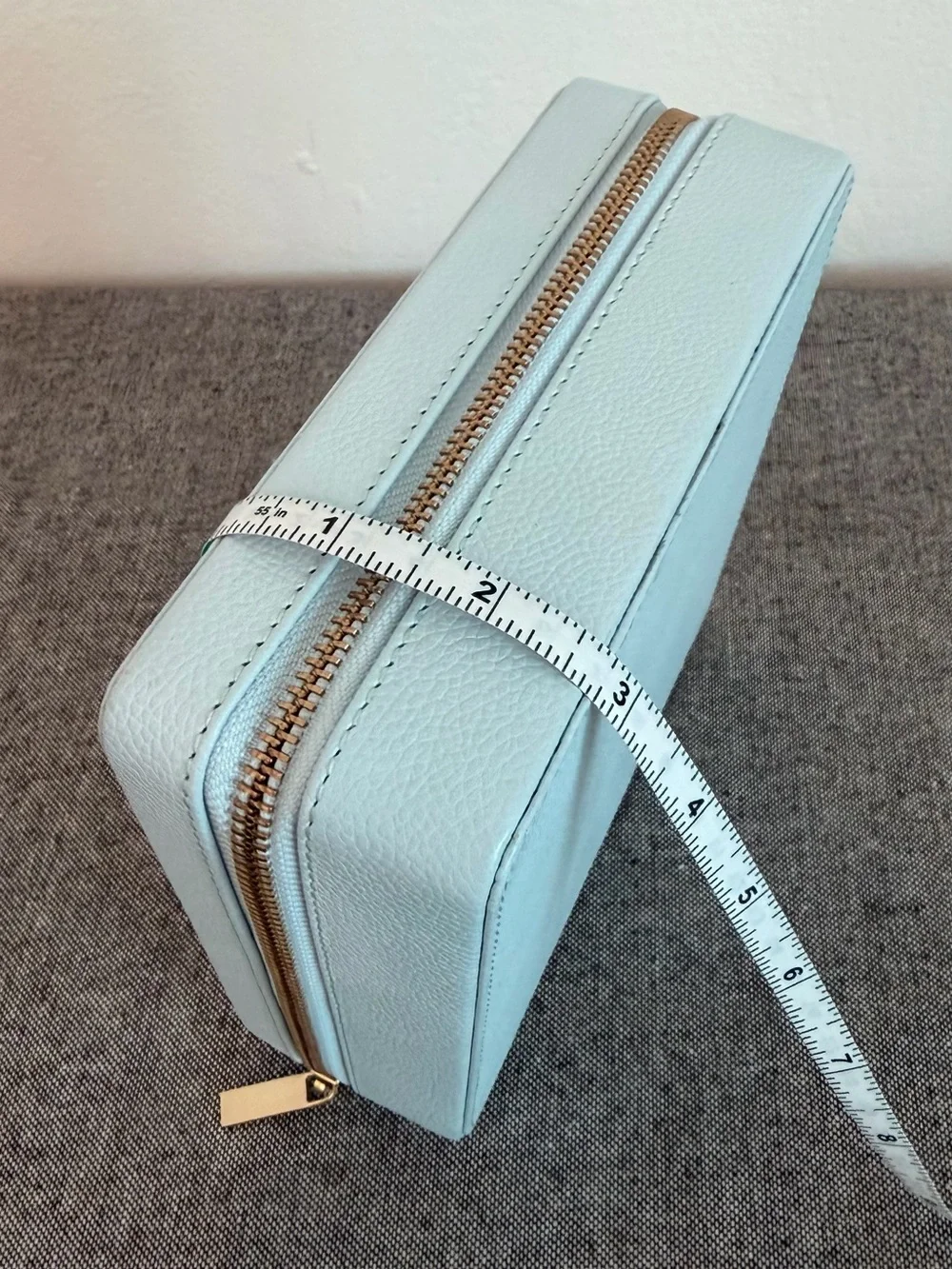 Pottery Barn Chambray Blue Jewelry Organizer Case with Drawstring Pouch